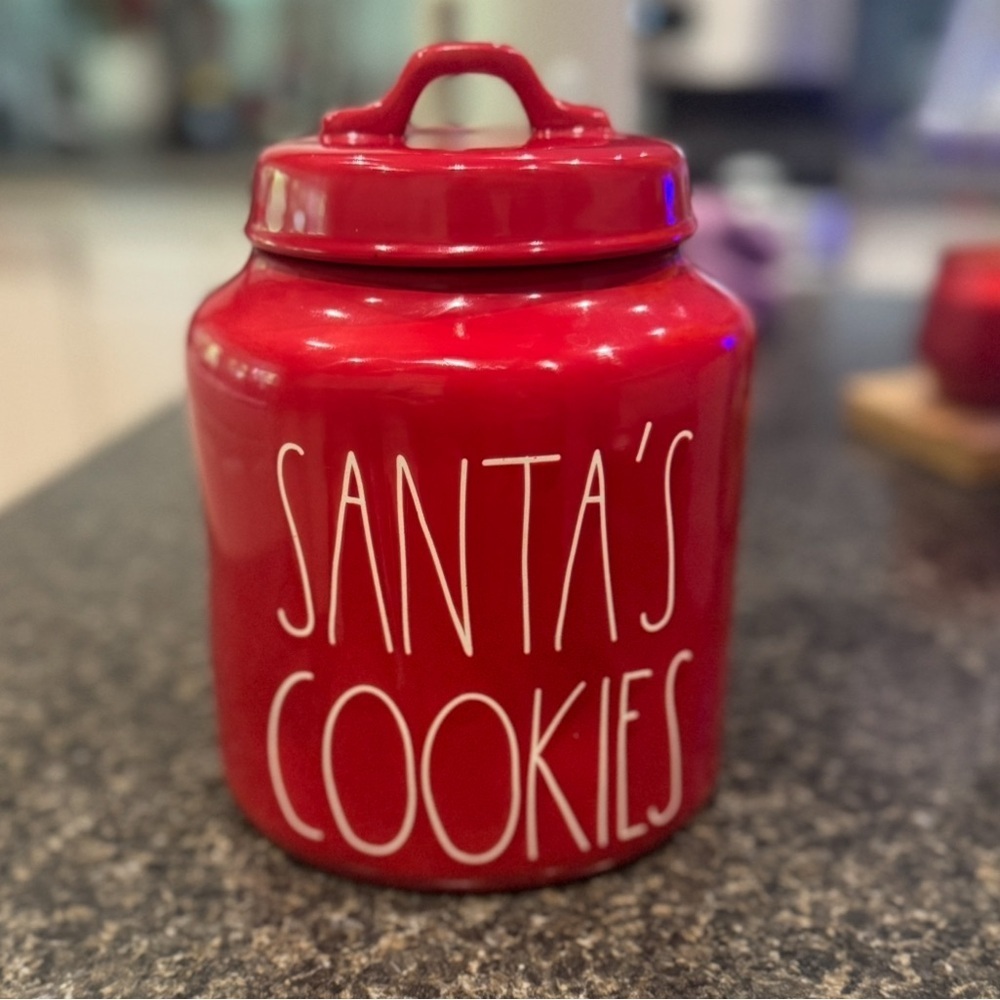 Rae Dunn Red SANTA’S COOKIES Cookie Jar